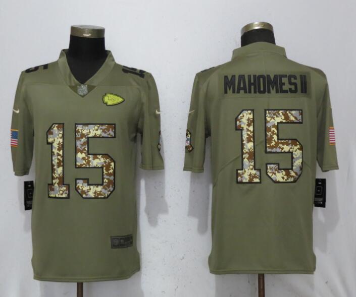 Men Kansas City Chiefs #15 Mahomes ll Olive Camo Carson 2017 Salute to Service Limited Nike NFL Jerseys